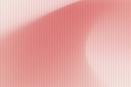 Soft coral pink curved wave flowing across a pale blush grainy gradient background with white edge glow and fine vertical stripes, elegant abstract poster, editorial cover and banner design