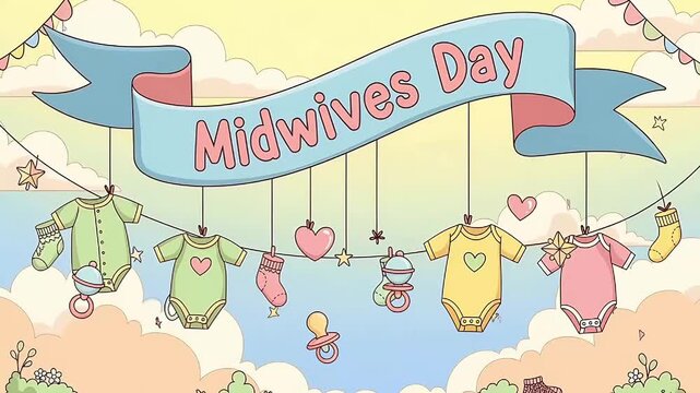 Festive banner celebrating International Midwives Day theme.