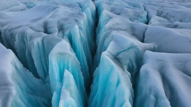 Glacier Crevasse Close-up Deep Blue Ice, Arctic Cold, Natural Texture