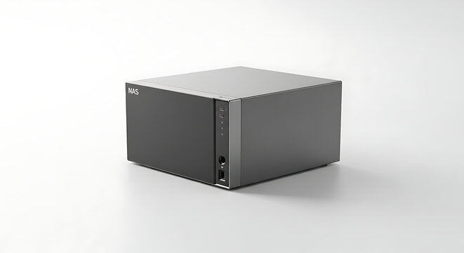 Modern network attached storage device isolated on white background