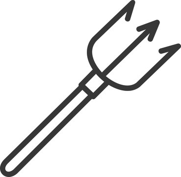 Halloween devil pitchfork trident vector outline icon