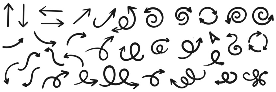 Handdrawn arrows collection, varied sketch styles and directions for creative design