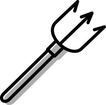 Halloween devil pitchfork outline vector icon