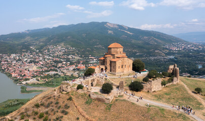 Panorama of Mtskheta and Kura River with Jvari Monastery in the foreground © Игорь Кляхин
