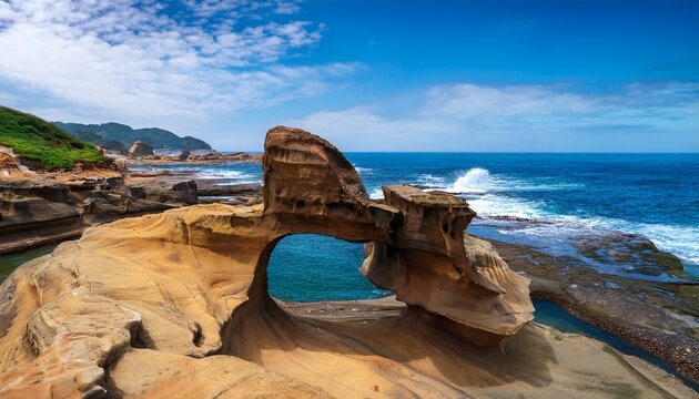 scenic view of yehliu park rock formation in yehliu geopark in new taipei taiwan