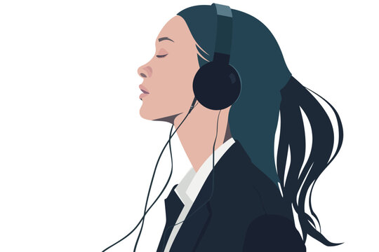 woman in business suit listening music stock image isolated vector style