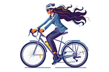Fototapeta premium woman in business suit riding bycicle isolated