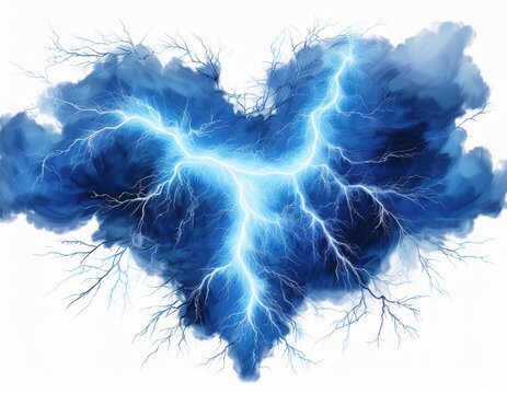 electric blue lightning bolt overlay isolated on white background cutout