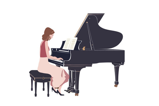 woman playing on piano stock image isolated vector style