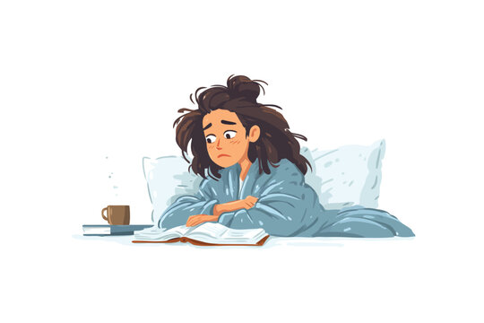 Woman pulling an all-nighter the night before the exa isolated