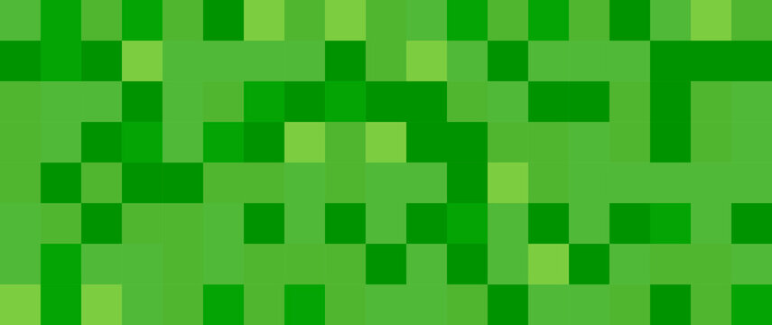 Pixel grass game background, 8bit blocks green pattern