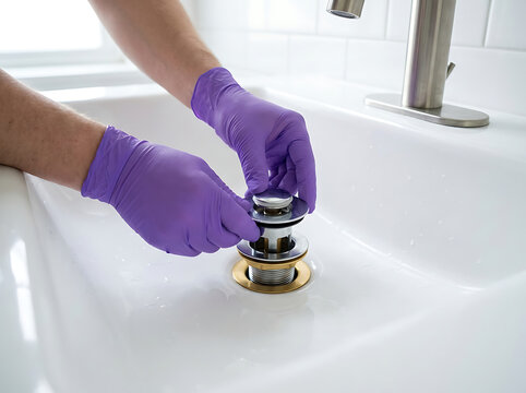 Person Removing Sink Drain Cover Using Specialized Tool