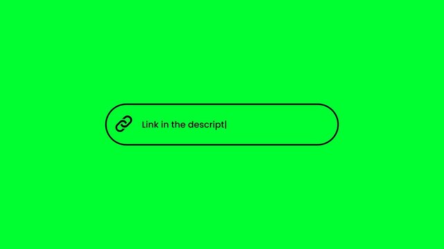 Interactive Search Bar Animation with Typing Text "Link in the Description", Mouse Cursor Click, Web Browser UI Motion Graphics on Green Screen Chroma Key
