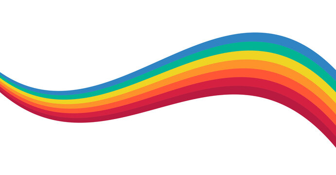 Rainbow curved isolated on white vector illustration banner background