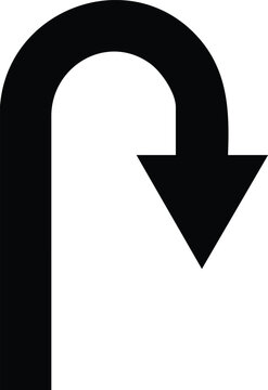 Black Arrow Collection with Straight and Curved Directional Symbols