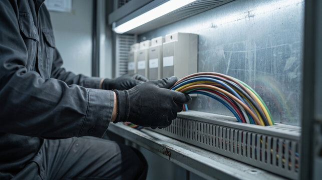 Neat cable management in a distribution panel wire duct