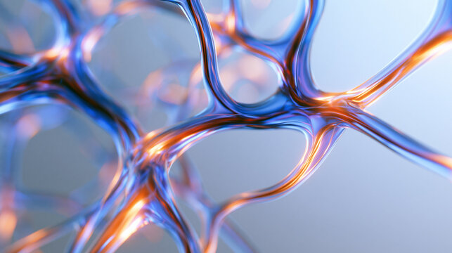Abstract Neural Network Cell Structure with Glowing Connections