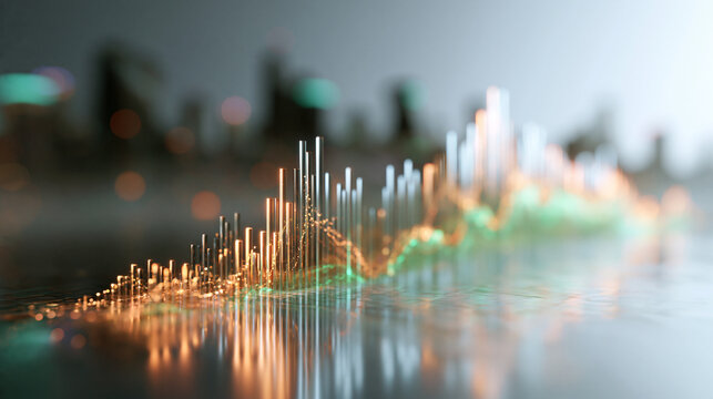 Financial Stock Market Data Visualization with Glowing Chart