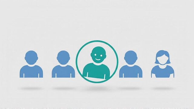 候補者を選考する採用活動、人材募集と人事選考のビジネスアニメーション