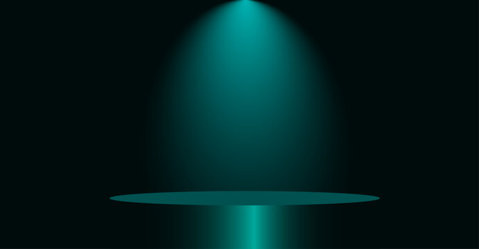 Teal cyan spotlight background with 3d circular podium stage platform for product display showcase and presentation