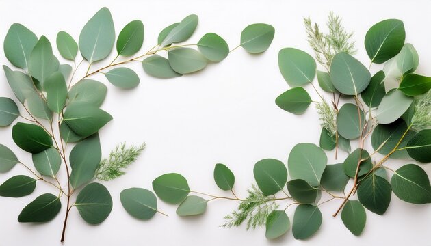 delicate eucalyptus and plant design frame creating border for wedding decoration green leaves isolated with botanical grace elegant foliage in natural flow