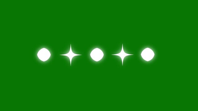 Cartoon twinkle star blinking animation, shining sparkles and magical effect twinkling magic line twinkle stars starlight, video and chroma green screen background. 4k