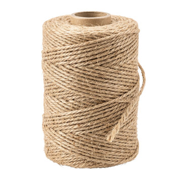 Roll of natural twine isolated on a transparent background