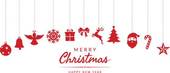 Naklejka premium Christmas icons and New Year greetings 