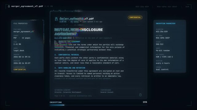 Confidential PDF Document Scrambling Into Encrypted Cipher Text on a Dark Security Screen