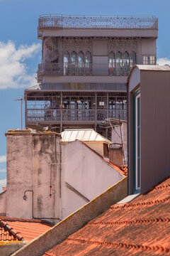 Santa Justa Lift in Historic Center of Lisbon, Portugal