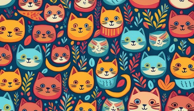 seamless pattern cat cute fun background