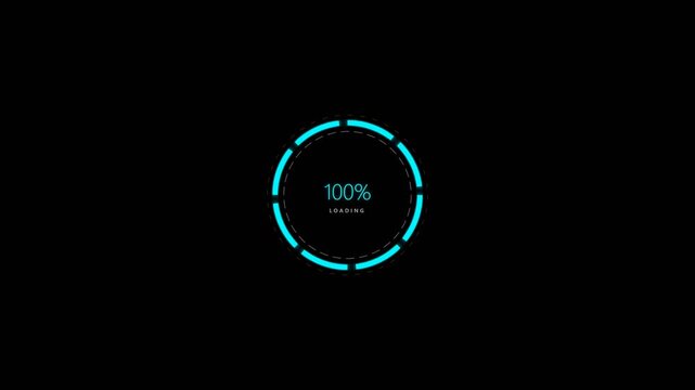 Glowing Cyan Aqua Circular Loading Animation Modern Dotted Circular Preloader - 4K Video Loop
