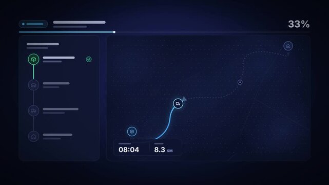 Package Delivery Tracking Screen With Route Map Moving Truck and Countdown to Arrival