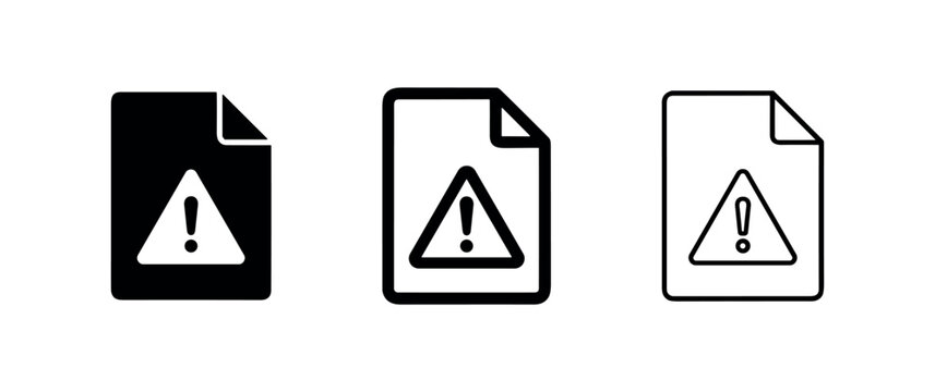 Document with warning triangle icon for error reporting and critical alert files.