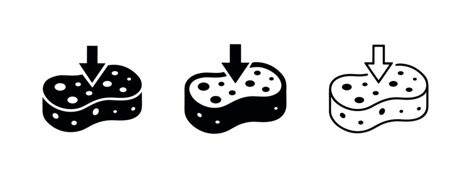 Absorbent Sponge with Downward Arrow Icon for Cleaning and Absorption Concepts