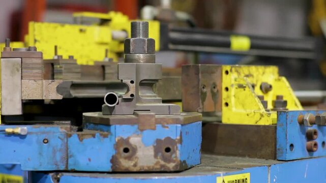 worker using an industrial pipe bender