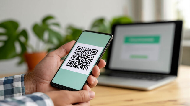 Smartphone displaying QR code for secure digital payment and online verification