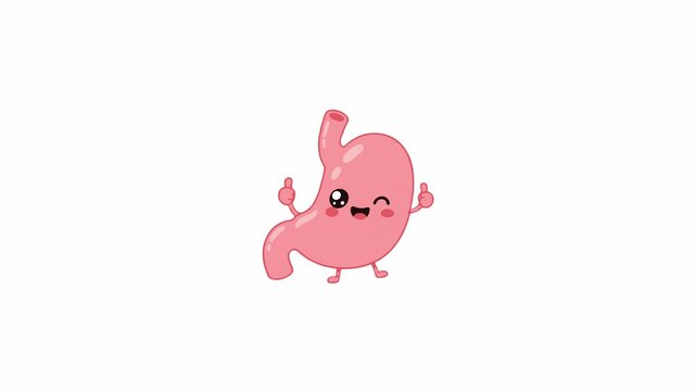 Cute pink stomach characters winking and giving thumbs up