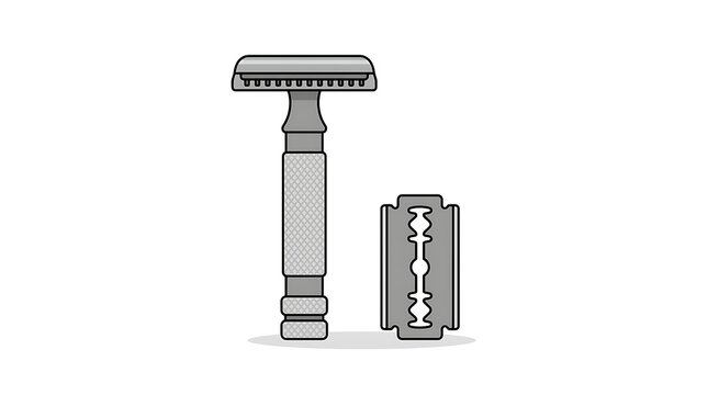 Safety razor and replacement blade illustration
