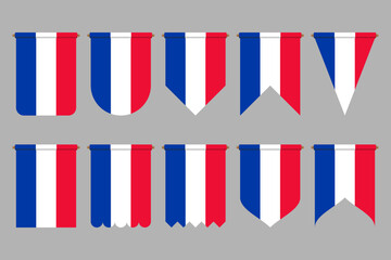 Obraz premium France flag pennants set, assorted shapes hanging banners national symbol design for patriotism, celebration, cultural events, promotional branding, and sports decoration
