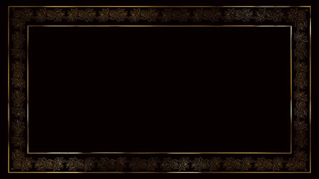 old photo frame with flower pattern ornament on the black background
