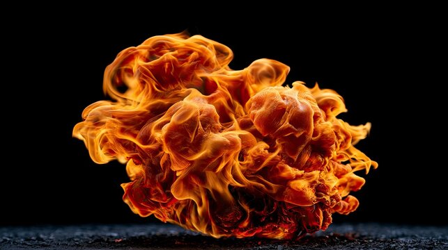 Fiery Burst of Flames Explosion Against a Dark Background.