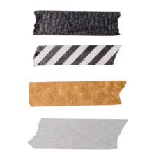 Washi tape strips in black, stripe, mustard, and gray © Diana Vyshniakova