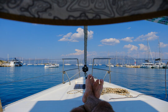 Relaxing on the deck of a Sailing Yacht in Greece and the mediterranean, watching the world go by.