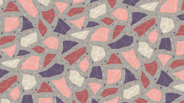 Seamless vector terrazzo pattern repeating mosaic flakes and tiles