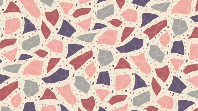 Seamless vector terrazzo pattern repeating mosaic flakes and tiles