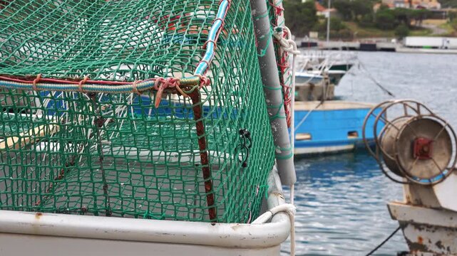 empty catch boxes on a fishing vessel