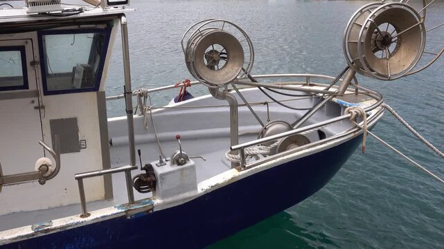 Boat is at a pier ready for fishing trips