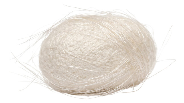 Raw silk cocoon macro fiber detail shimmering iridescent thread textile material luxury skincare background element isolated on transparent background