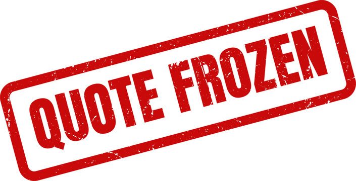 Red Quote Frozen Rubber Stamp Impression on White Background Illustrating Rejection, Restriction